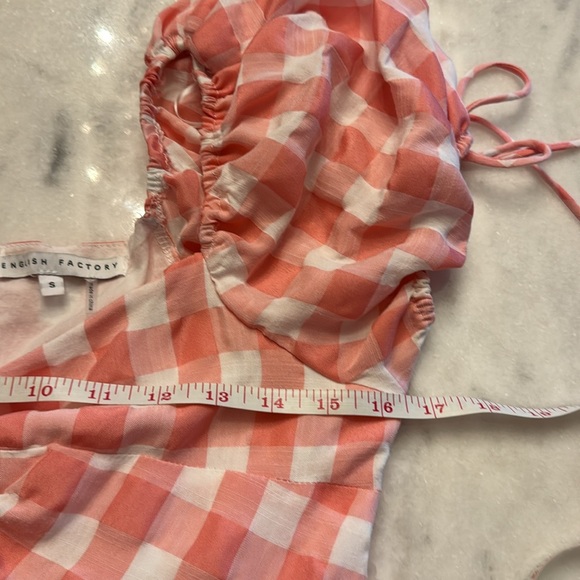 English Factory Gingham Knot Tiered Cotton Blend Midi Dress small - Picture 7 of 9